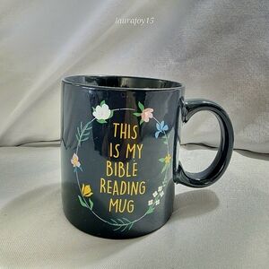 This Is My Bible Reading Mug Dark Gray Floral Glossy 15 Oz